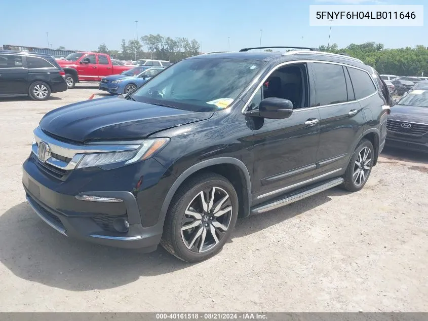 2020 Honda Pilot Awd Elite VIN: 5FNYF6H04LB011646 Lot: 40161518