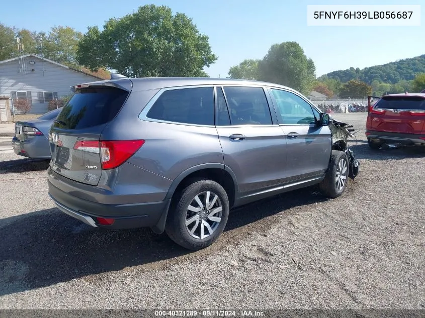 2020 Honda Pilot Awd Ex VIN: 5FNYF6H39LB056687 Lot: 40321289