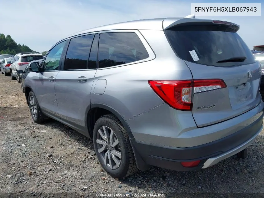 2020 Honda Pilot Ex-L VIN: 5FNYF6H5XLB067943 Lot: 40327459