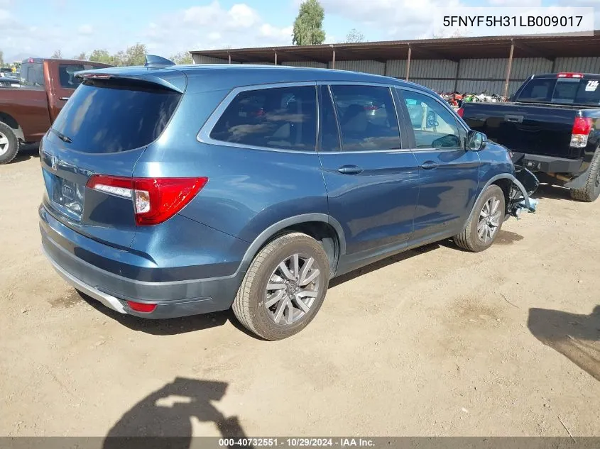 2020 Honda Pilot 2Wd Ex VIN: 5FNYF5H31LB009017 Lot: 40732551