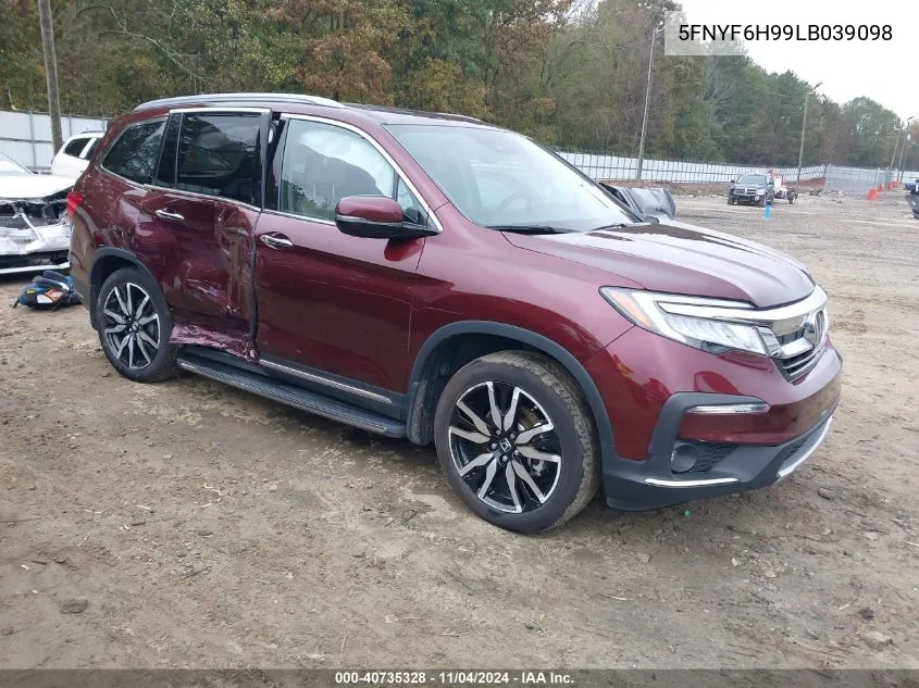 2020 Honda Pilot Touring VIN: 5FNYF6H99LB039098 Lot: 40735328