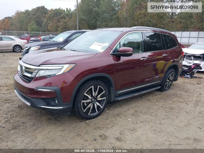 2020 Honda Pilot Touring VIN: 5FNYF6H99LB039098 Lot: 40735328