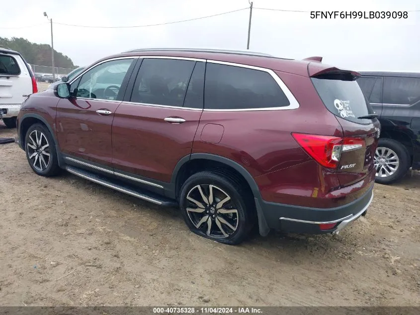 2020 Honda Pilot Touring VIN: 5FNYF6H99LB039098 Lot: 40735328