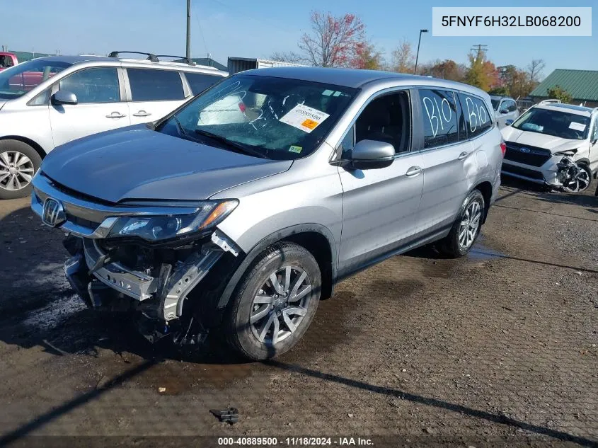 2020 Honda Pilot Awd Ex VIN: 5FNYF6H32LB068200 Lot: 40889500