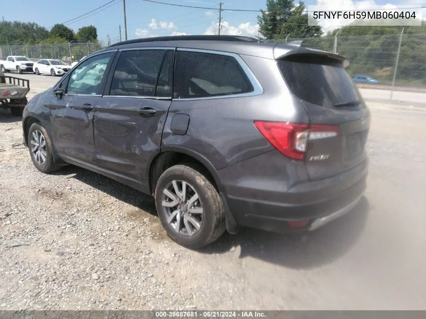 2021 Honda Pilot Awd Ex-L VIN: 5FNYF6H59MB060404 Lot: 39687681