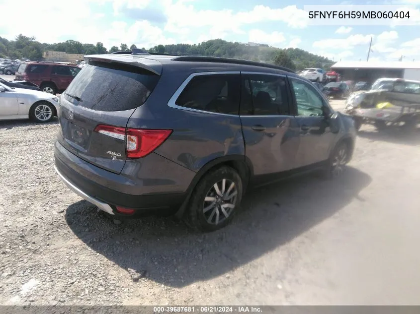 2021 Honda Pilot Awd Ex-L VIN: 5FNYF6H59MB060404 Lot: 39687681