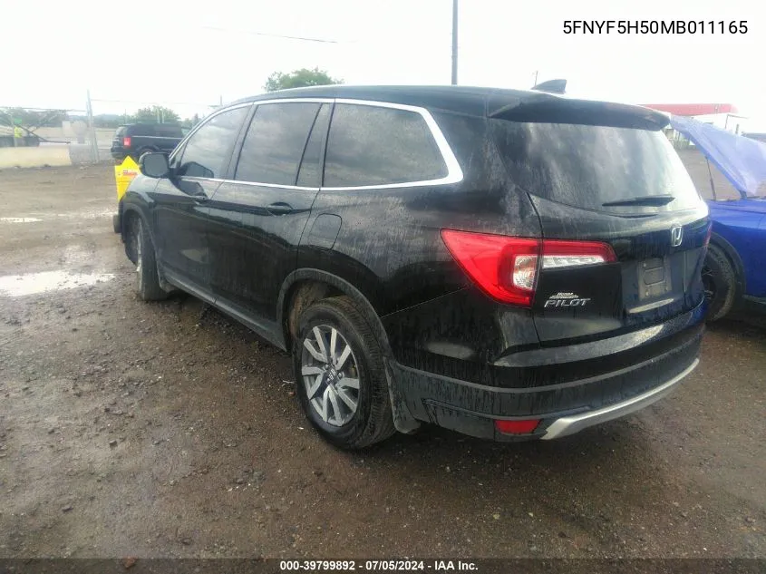 2021 Honda Pilot 2Wd Ex-L VIN: 5FNYF5H50MB011165 Lot: 39799892