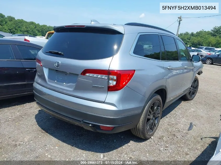 2021 Honda Pilot 2Wd Special Edition VIN: 5FNYF5H2XMB013494 Lot: 39861373