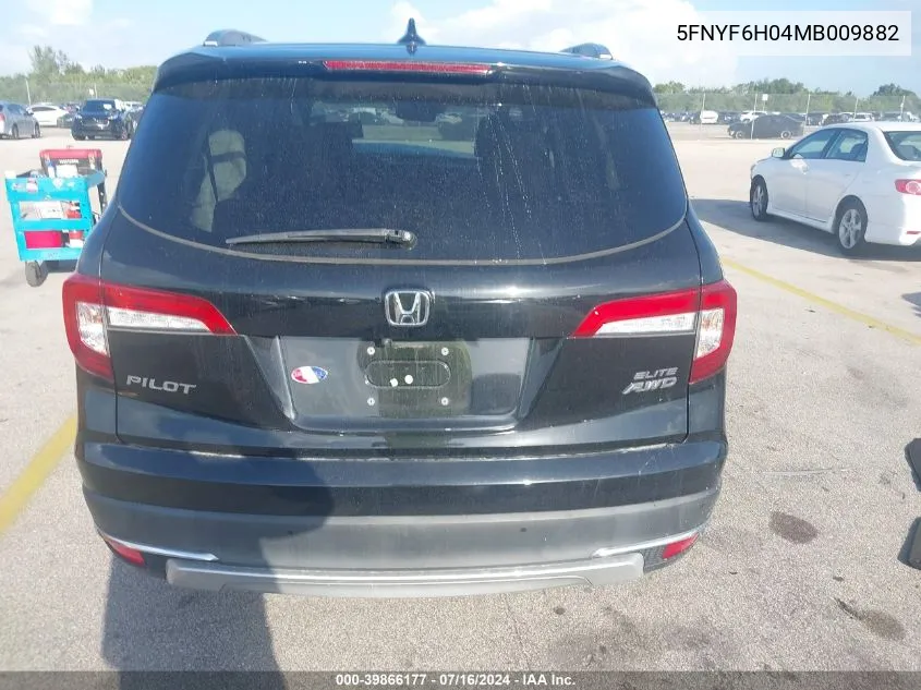 2021 Honda Pilot Awd Elite VIN: 5FNYF6H04MB009882 Lot: 39866177