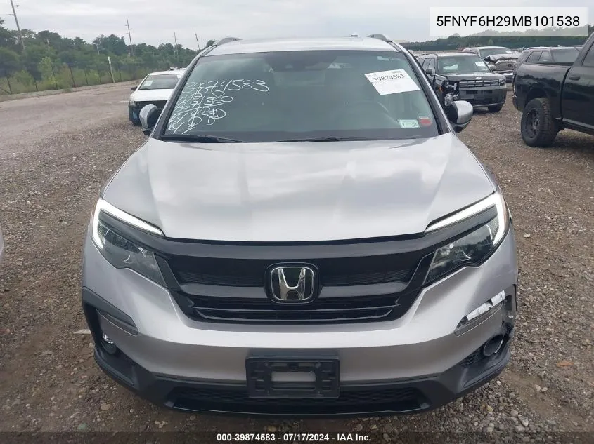 2021 Honda Pilot Awd Special Edition VIN: 5FNYF6H29MB101538 Lot: 39874583