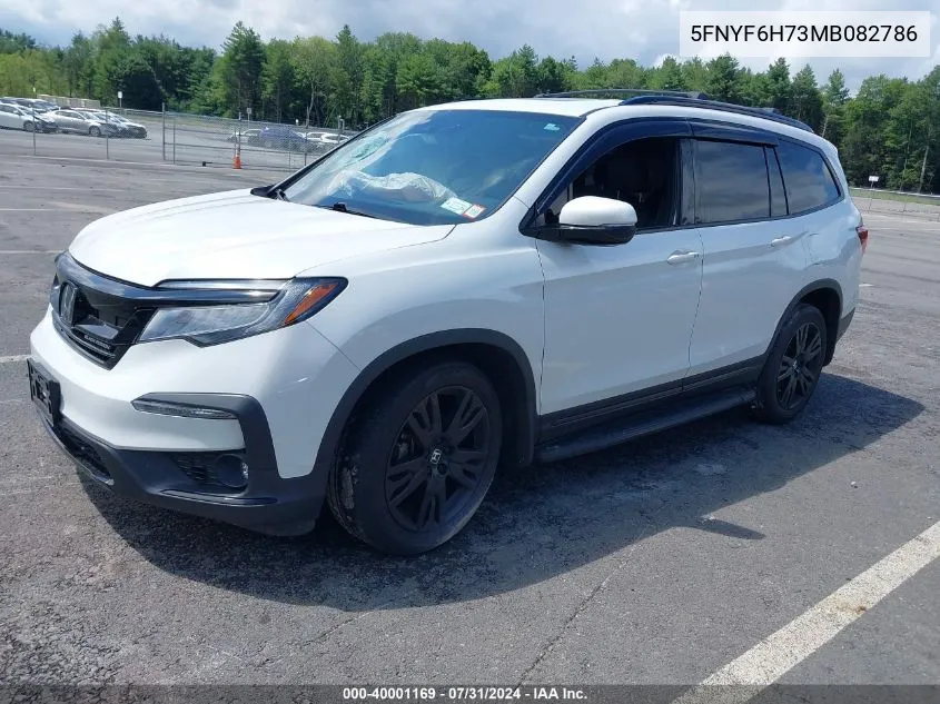 2021 Honda Pilot Awd Black Edition VIN: 5FNYF6H73MB082786 Lot: 40001169