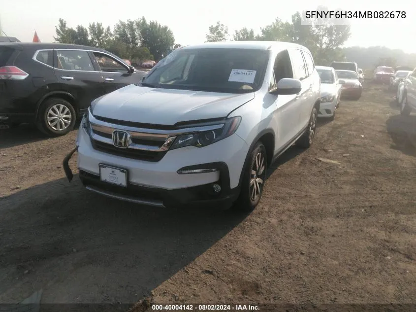 2021 Honda Pilot Awd Ex VIN: 5FNYF6H34MB082678 Lot: 40004142