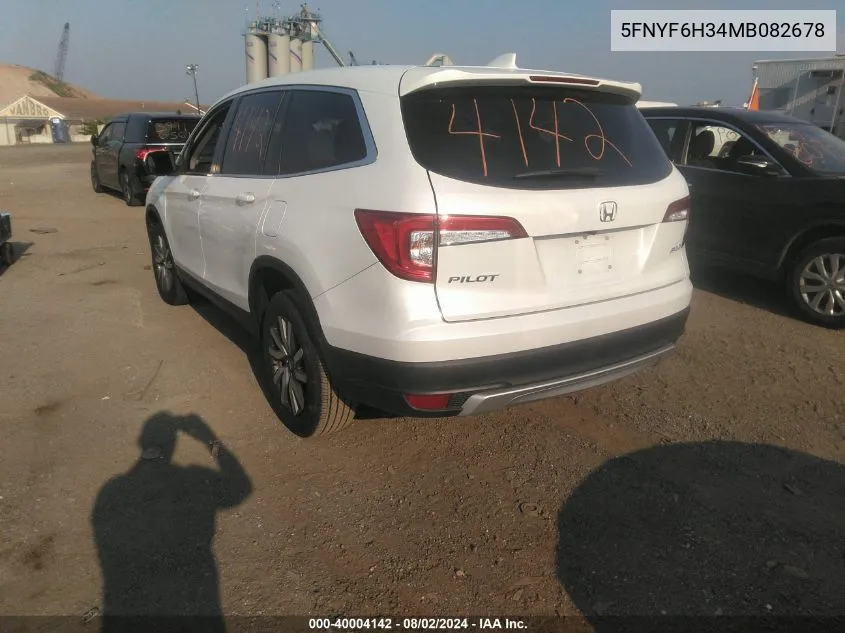 2021 Honda Pilot Awd Ex VIN: 5FNYF6H34MB082678 Lot: 40004142