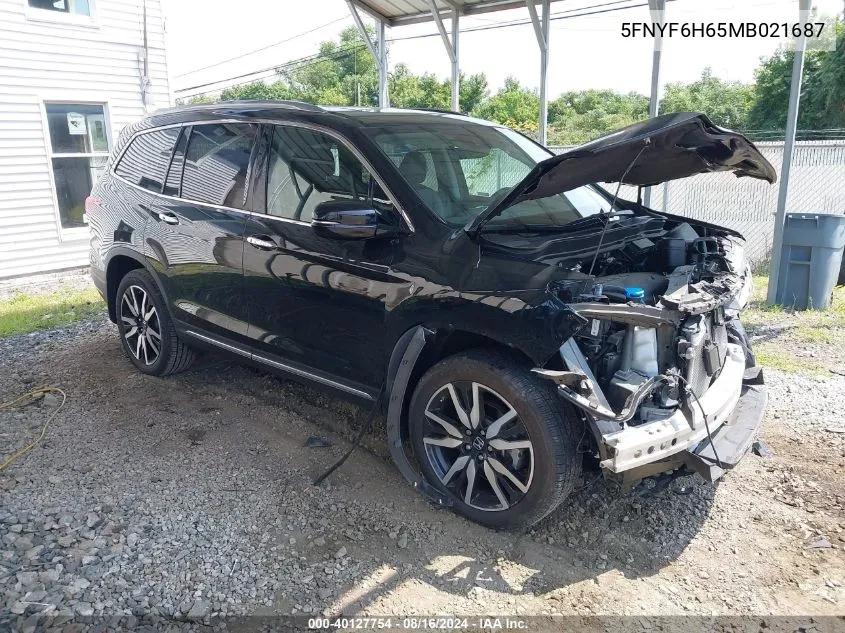 2021 Honda Pilot Awd Touring 7 Passenger VIN: 5FNYF6H65MB021687 Lot: 40127754