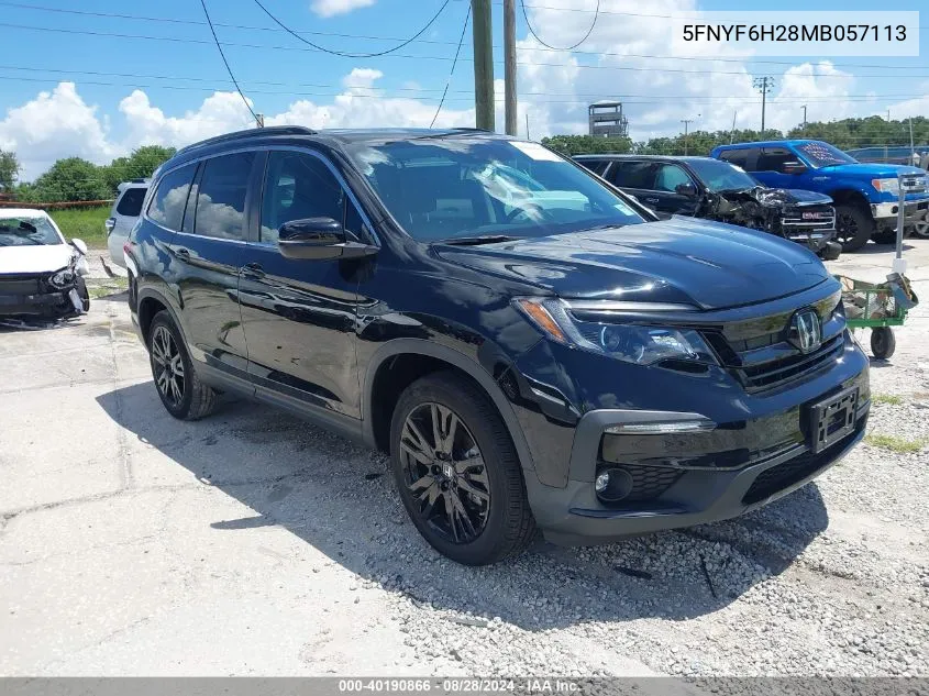 2021 Honda Pilot Awd Special Edition VIN: 5FNYF6H28MB057113 Lot: 40190866