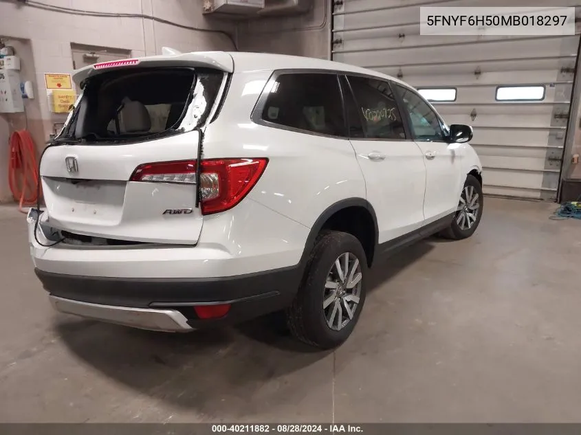 2021 Honda Pilot Awd Ex-L VIN: 5FNYF6H50MB018297 Lot: 40211882