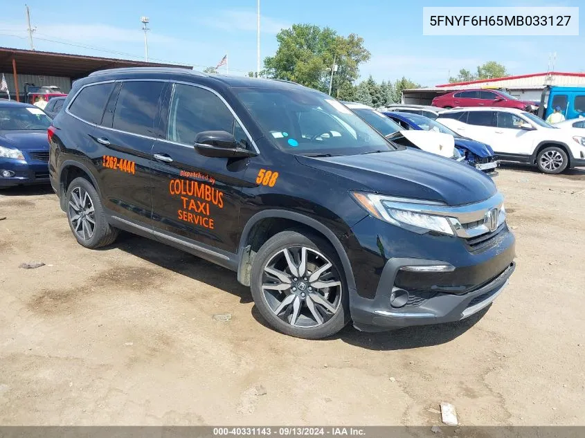 2021 Honda Pilot Touring VIN: 5FNYF6H65MB033127 Lot: 40331143