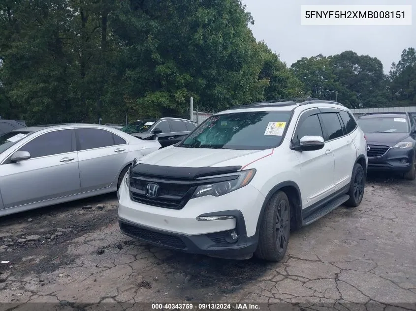 2021 Honda Pilot Se VIN: 5FNYF5H2XMB008151 Lot: 40343759