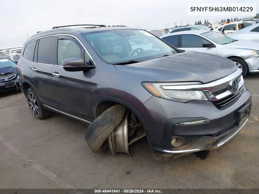 2021 Honda Pilot Touring VIN: 5FNYF5H63MB014229 Lot: 40441641