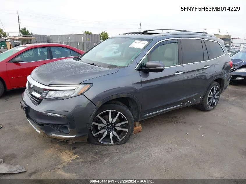 2021 Honda Pilot Touring VIN: 5FNYF5H63MB014229 Lot: 40441641