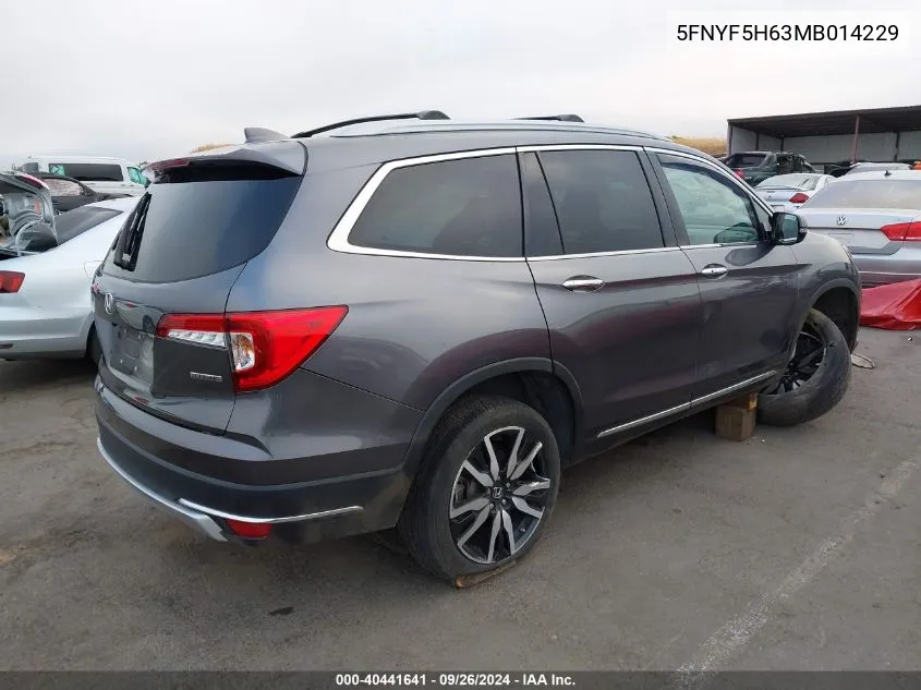 2021 Honda Pilot Touring VIN: 5FNYF5H63MB014229 Lot: 40441641