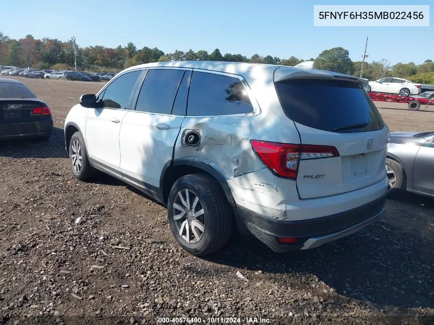 2021 Honda Pilot Awd Ex VIN: 5FNYF6H35MB022456 Lot: 40576400