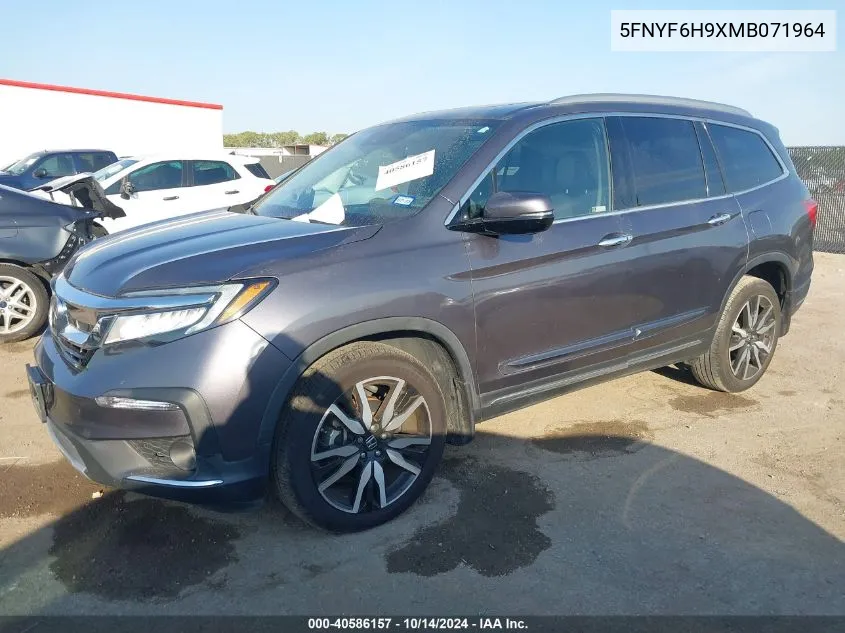 2021 Honda Pilot Touring VIN: 5FNYF6H9XMB071964 Lot: 40586157