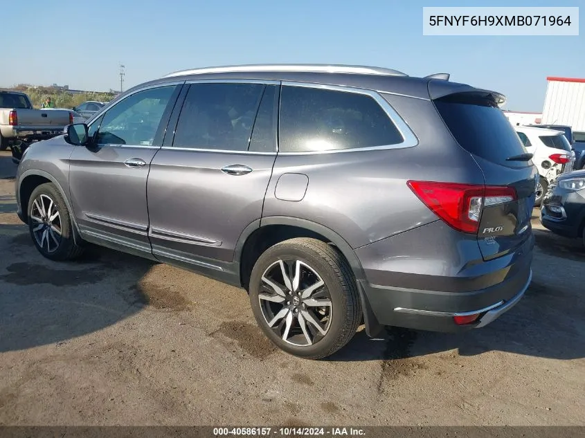 2021 Honda Pilot Touring VIN: 5FNYF6H9XMB071964 Lot: 40586157