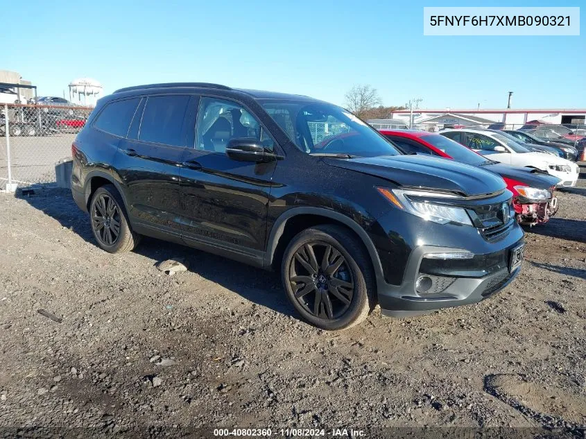 2021 Honda Pilot Awd Black Edition VIN: 5FNYF6H7XMB090321 Lot: 40802360