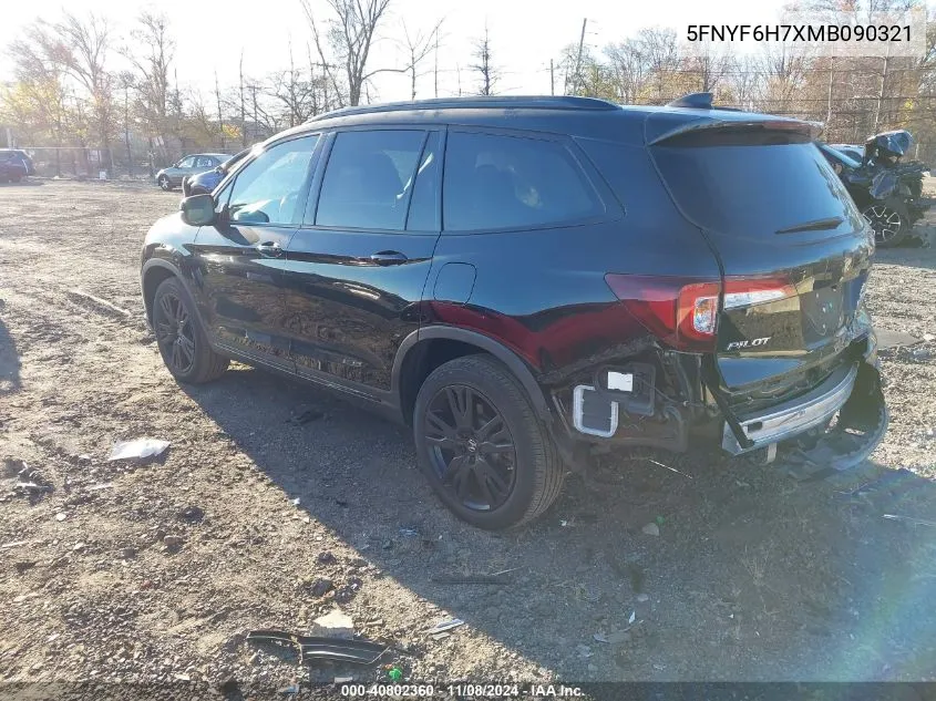 2021 Honda Pilot Awd Black Edition VIN: 5FNYF6H7XMB090321 Lot: 40802360