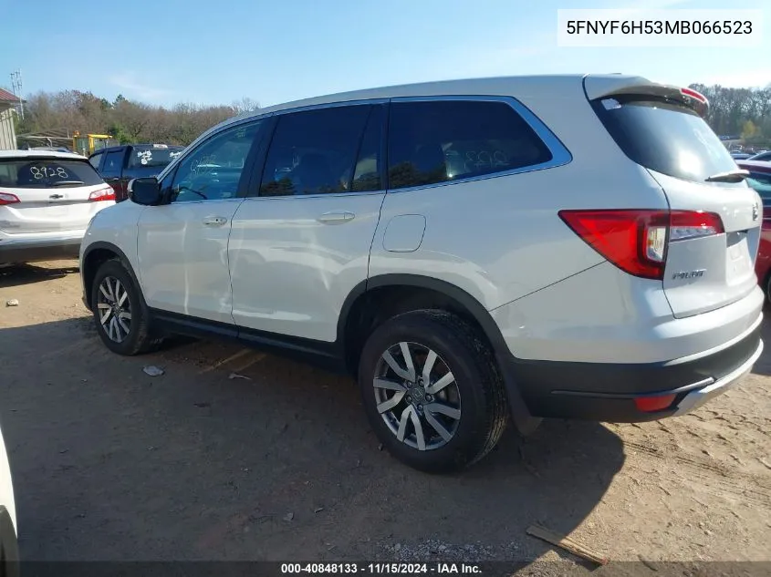 2021 Honda Pilot Awd Ex-L VIN: 5FNYF6H53MB066523 Lot: 40848133