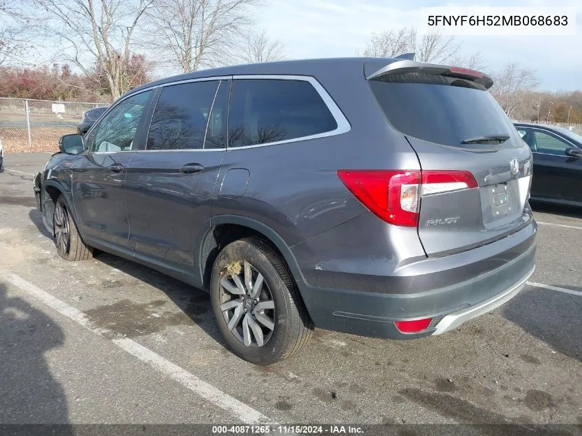 2021 Honda Pilot Awd Ex-L VIN: 5FNYF6H52MB068683 Lot: 40871265