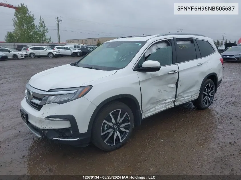 2022 Honda Pilot Touring VIN: 5FNYF6H96NB505637 Lot: 12079134