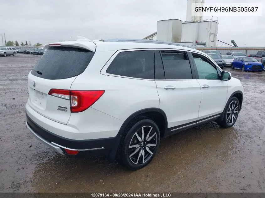 2022 Honda Pilot Touring VIN: 5FNYF6H96NB505637 Lot: 12079134