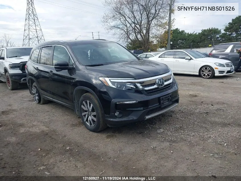 2022 Honda Pilot VIN: 5FNYF6H71NB501526 Lot: 12150927