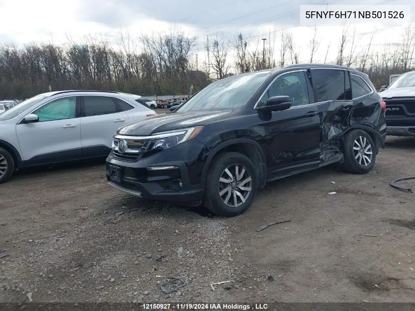 2022 Honda Pilot VIN: 5FNYF6H71NB501526 Lot: 12150927