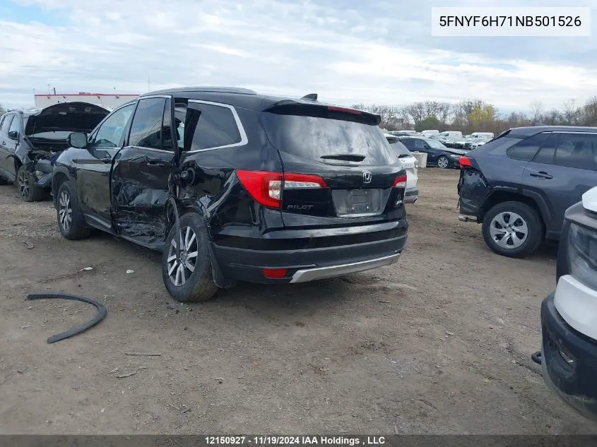 2022 Honda Pilot VIN: 5FNYF6H71NB501526 Lot: 12150927