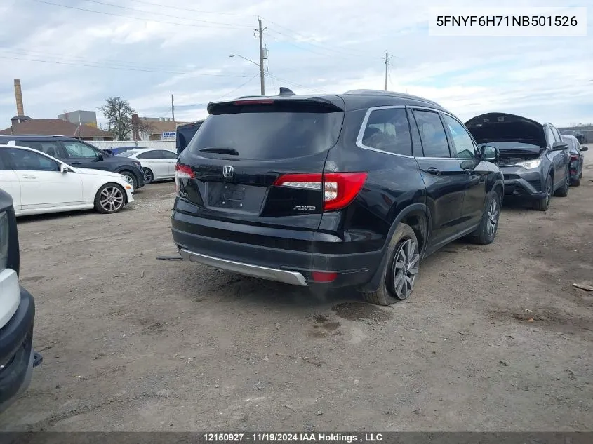 2022 Honda Pilot VIN: 5FNYF6H71NB501526 Lot: 12150927