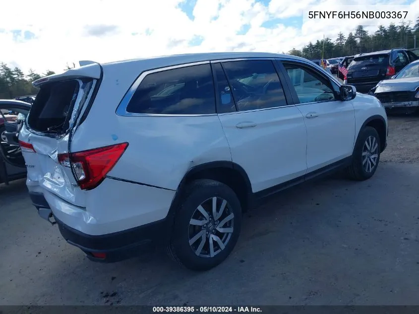 2022 Honda Pilot Awd Ex-L VIN: 5FNYF6H56NB003367 Lot: 39386395