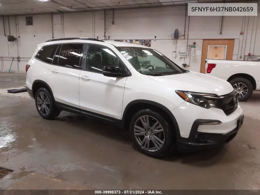 2022 Honda Pilot Awd Sport VIN: 5FNYF6H37NB042659 Lot: 39998373