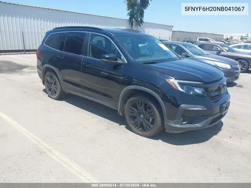 2022 Honda Pilot Awd Special Edition VIN: 5FNYF6H20NB041067 Lot: 39998614