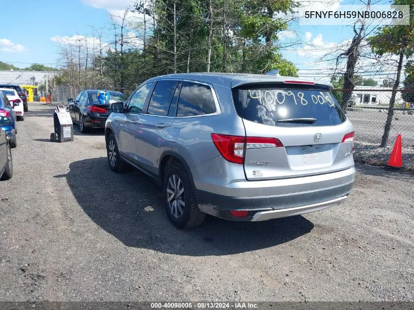 2022 Honda Pilot Awd Ex-L VIN: 5FNYF6H59NB006828 Lot: 40098005