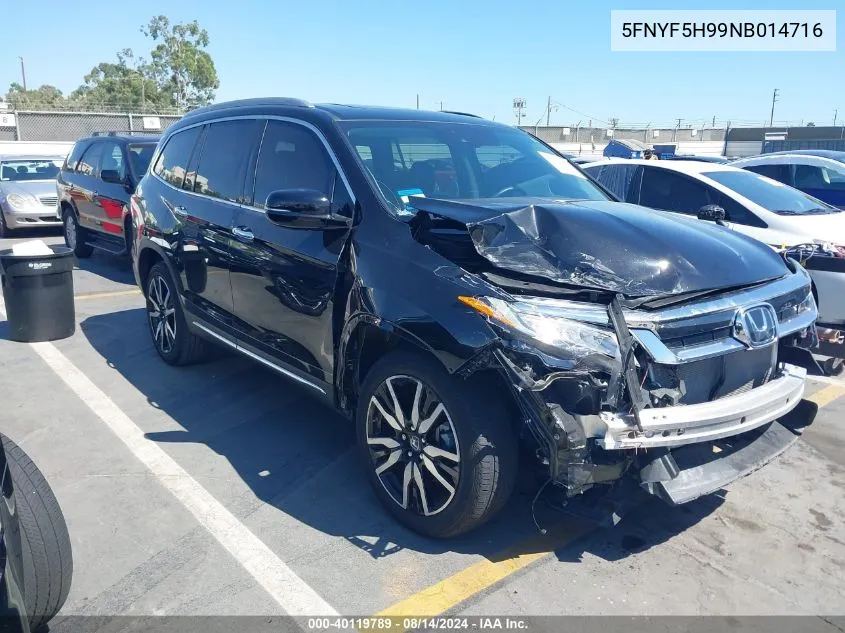 2022 Honda Pilot 2Wd Touring 8 Passenger VIN: 5FNYF5H99NB014716 Lot: 40119789