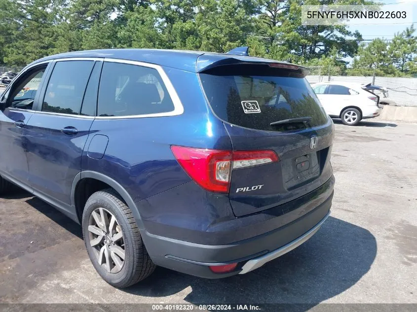 2022 Honda Pilot Awd Ex-L VIN: 5FNYF6H5XNB022603 Lot: 40192320