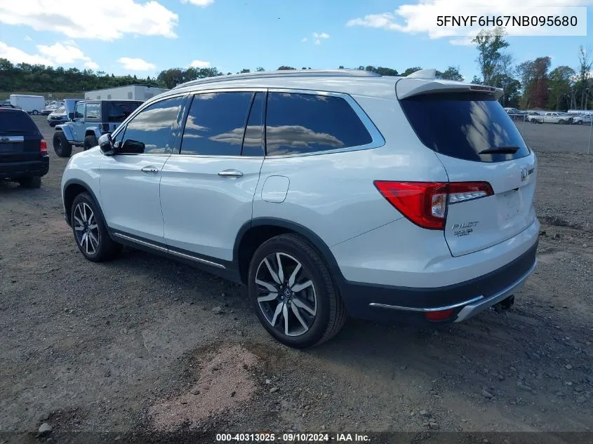 2022 Honda Pilot Awd Touring 7 Passenger VIN: 5FNYF6H67NB095680 Lot: 40313025