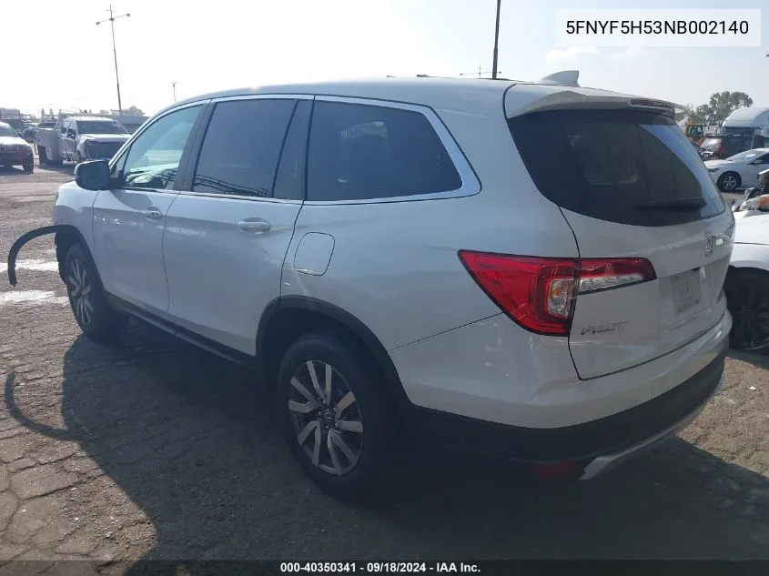 2022 Honda Pilot Exl VIN: 5FNYF5H53NB002140 Lot: 40350341