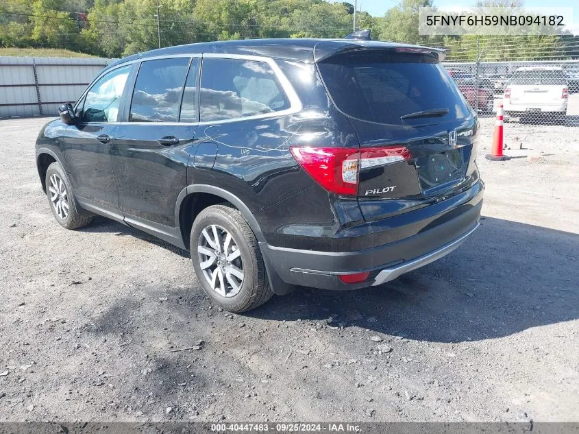 2022 Honda Pilot Awd Ex-L VIN: 5FNYF6H59NB094182 Lot: 40447483