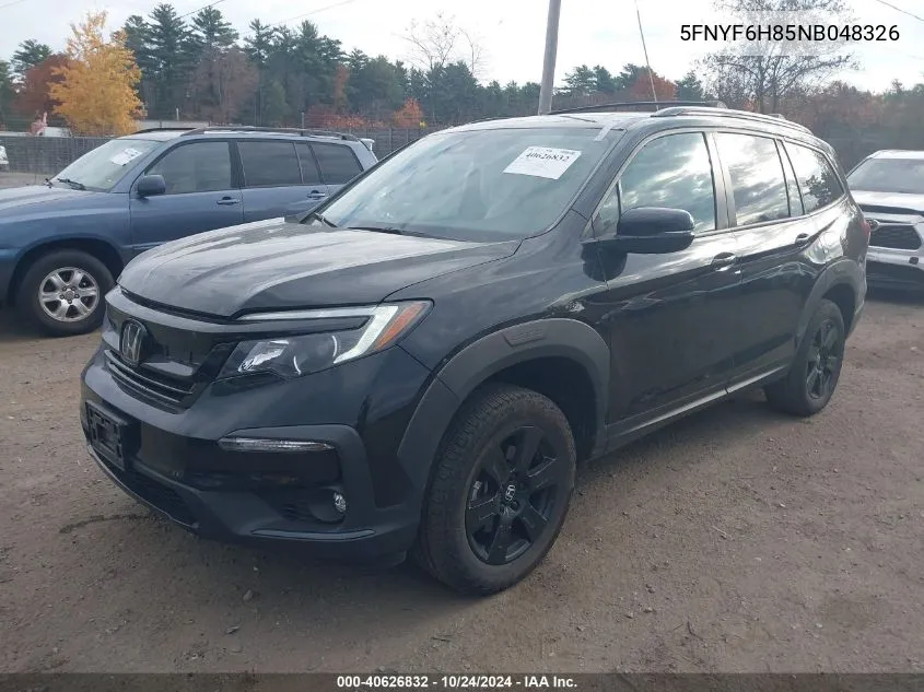 2022 Honda Pilot Trailsport VIN: 5FNYF6H85NB048326 Lot: 40626832