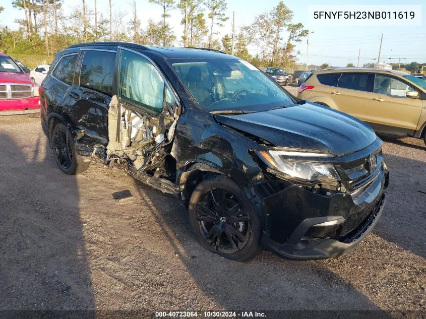 2022 Honda Pilot 2Wd Special Edition VIN: 5FNYF5H23NB011619 Lot: 40723064