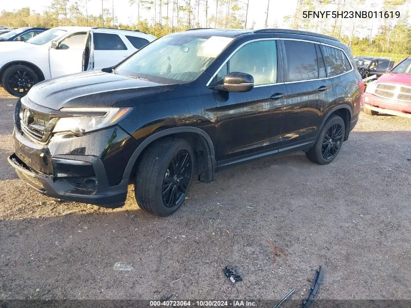 2022 Honda Pilot 2Wd Special Edition VIN: 5FNYF5H23NB011619 Lot: 40723064